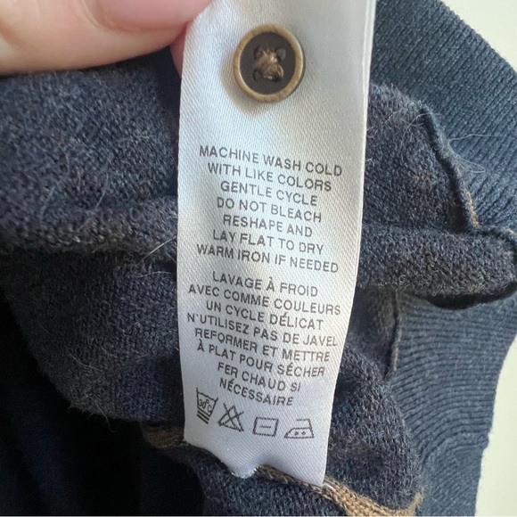 Raffi Reversible Vanise Henley Venley sweater Shirt Brownstone/Clay Elbow Patch - Picture 7 of 16